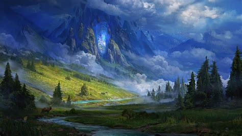 Fantasy Landscape Dragon Girl Mountain Hd Wallpaper 47 Off