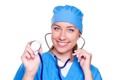 Smiling Female Doctor Holding Stethoscope Stock Image Image Of Nurse