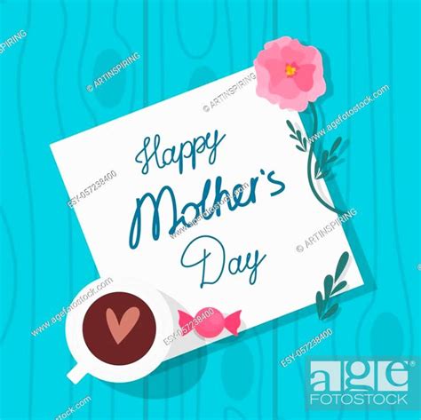 Happy Mother Day Greeting Card Beautiful Poster Design Flower Ornament Stock Vector Vector