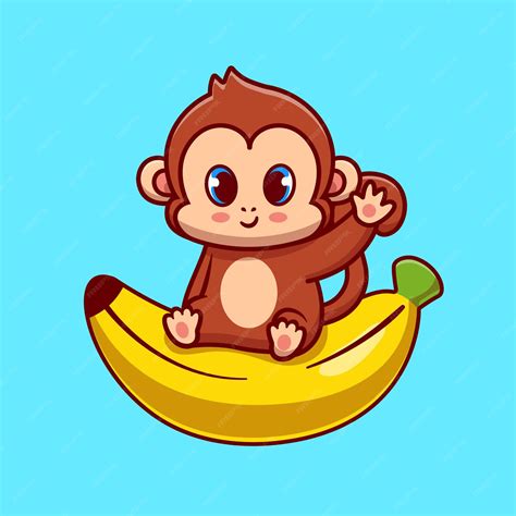 Premium Vector Cute Monkey Sitting On Banana