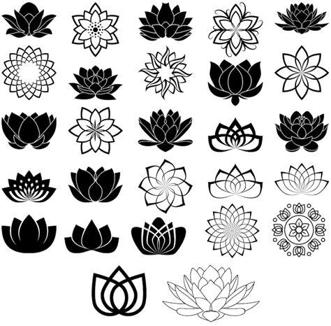 Lotus SVG Silhouette File Clipart Flower svg Botanical | Etsy