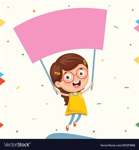 Of Kid Holding Placard Royalty Free Vector Image Cartoon Smiley Face