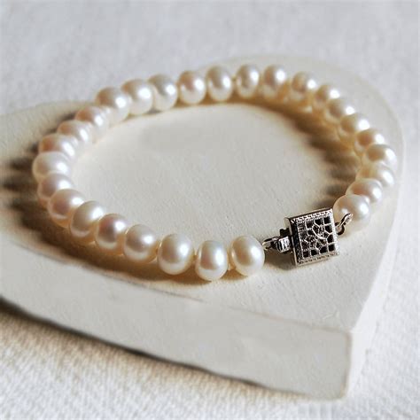 Vintage Style Square Clasp Pearl Bracelet By The Carriage Trade Company