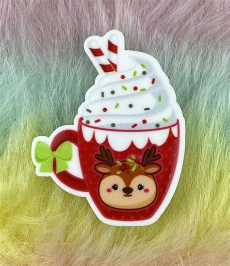 Reindeer Red Hot Chocolate Mug Holiday Pin Brooch New Etsy Holiday