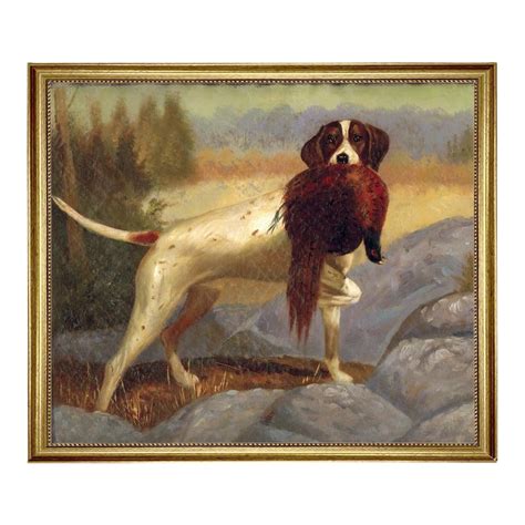 Pointer With Pheasant Contemporary Reproduction Print On Canvas