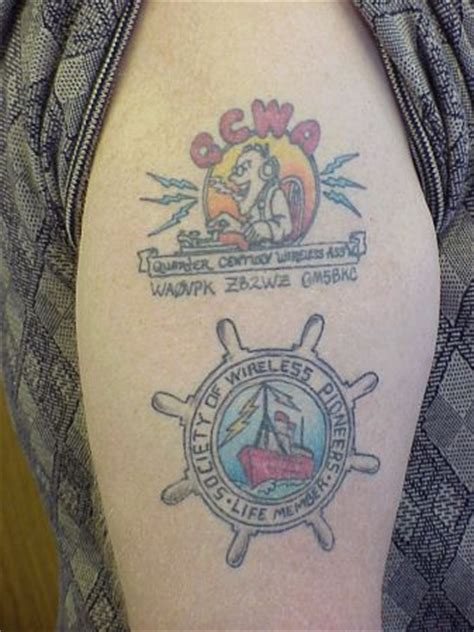 Nowadays, we can see musicians are into tattoos. Ham Radio Tattoos by Roger J. Wendell - WBØJNR (WB0JNR)