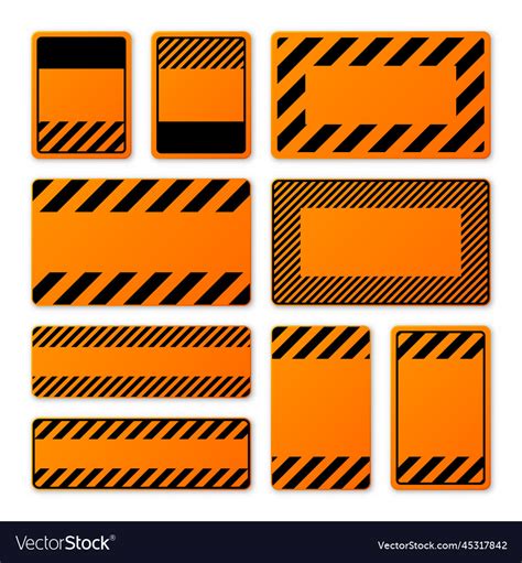 Various Blank Orange Warning Signs With Diagonal Vector Image