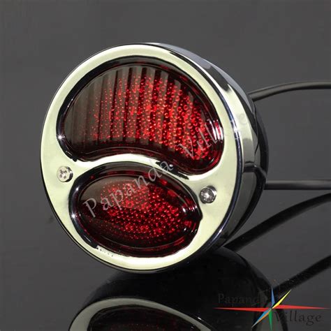 Papanda Motorcycle 12v Stainless Steel Led Rear Brake Stop Taillight Red Light On