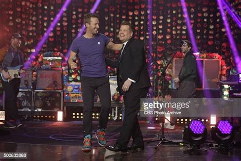 James Corden Chats With Members Of The Band Coldplay On The Late News Photo Getty Images