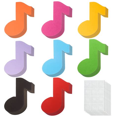 Buy 72 Pcs Music Note Cutouts Paper Assorted Color Music Notes With