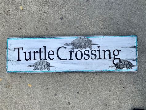 Turtle Sign Turtle Crossing Sign Vintage Sign Wood Sign Etsy