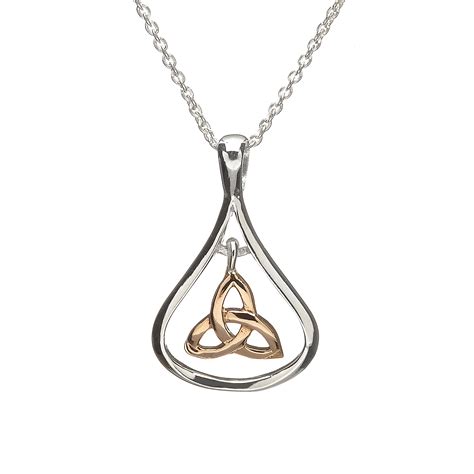 Sterling Silver Celtic Design Pendant With Rose Plate Trinity Knot