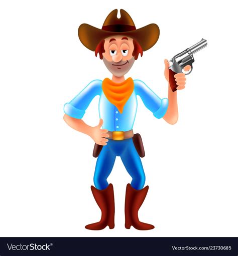 Cartoon Cowboy Wild West Man Isolated Royalty Free Vector