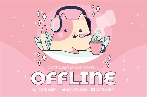 Cute Offline Twitch Banner With Cat Free Vector