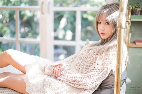 Wallpaper Han Ga Eun Asian Model Long Hair Dappled Sunlight Depth Of Field Sensual Gaze