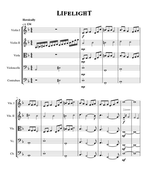 Lifelight Ssb Sheet Music For Contrabass Violin Viola Cello String