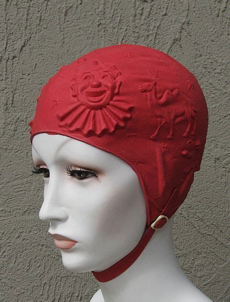 New With Package Us Howland Circus Themed Red Rubber Swim Cap With