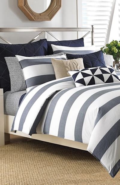 The gray color in this item is the the complete set comes with a comforter, two cases for the pillows, a pillow in a square shape and other than the gray printed comforter, you can have this comforter in plum and light blue color as. navy blue and grey striped comforter set | Comforter sets ...