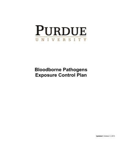 Bloodborne Pathogens Exposure Control Plan Purdue University