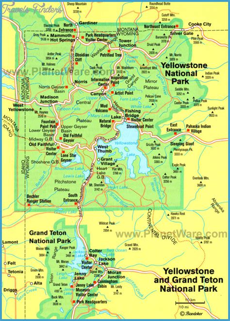 Map Of Yellowstone National Park Travelsfinderscom
