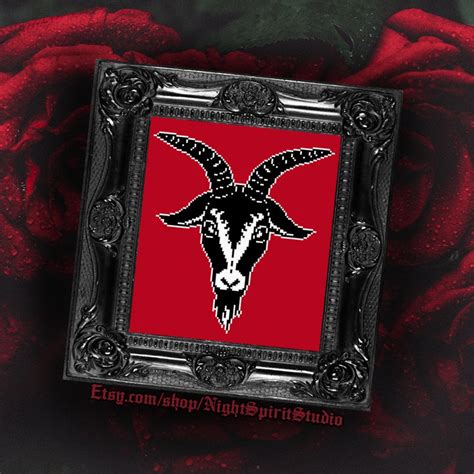 Evil Goat Head Satanic Bapohomet Gothic Cross Stitch Pattern 8 X 8 Etsy