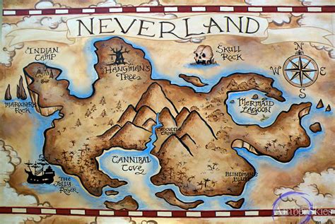 Neverland Map Peter Pan Tinkerbell Inspired Art Print Etsy Canada