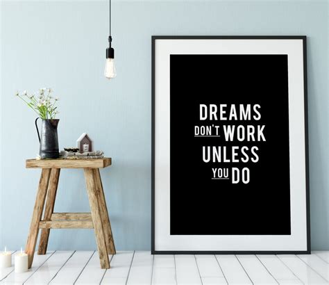 Dreams Dont Work Unless You Do Motivational Print Etsy