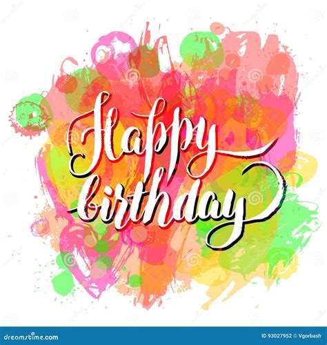 Happy Birthday Watercolor Greeting Card Vector Illustration I Stock