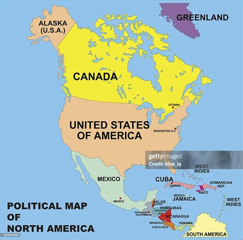 Mapa Político De América Del Norte En Formato Vectorial Ilustración De