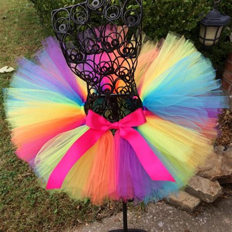 Rainbow Girls Tutu Skirt Fluffy Birthday Party Baby Kids Tulle Skirt