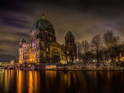 Download Night City Architecture Dome Light Germany Berlin Cathedral