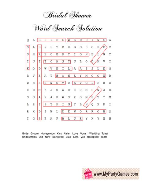 Free Printable Wedding Word Search Game