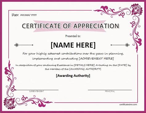 Certificate Of Appreciation Template Word Free Sample Certificate