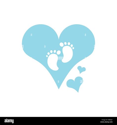 Cute Baby Footprints In Heart Vector Illustration Design Stock Vector