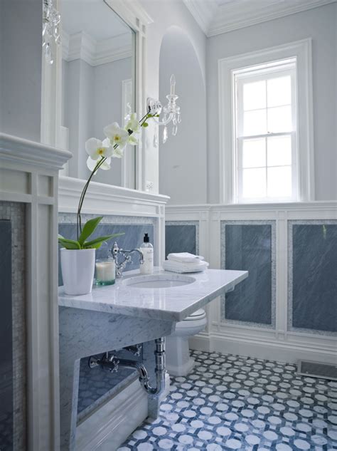 Eclectic Blue And White Bathroom Opnodes