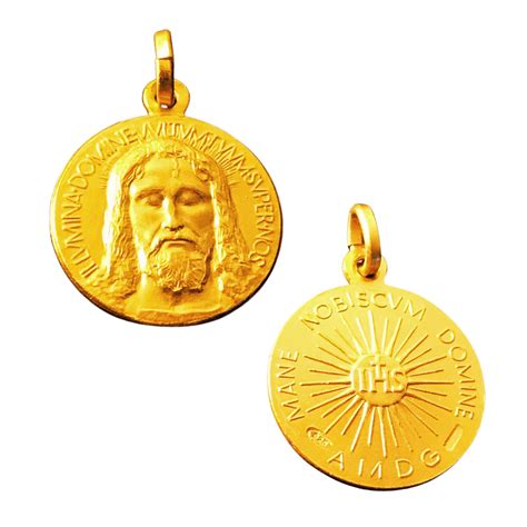Gold Plated Siver Medal Holy Face Of Jesus Oviedo Sindone Shroud