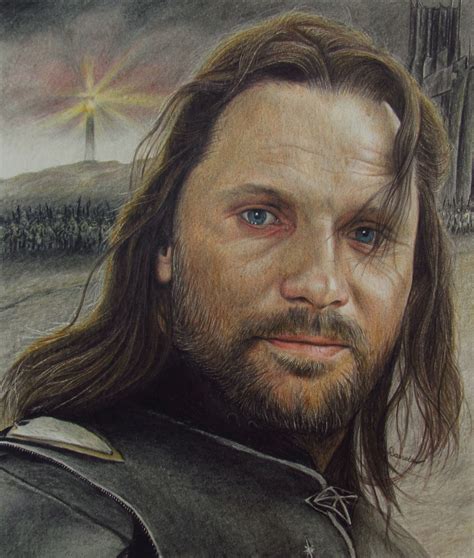 Aragorn Viggo Mortensen Drawing Portrait Drawing Colored Pencil