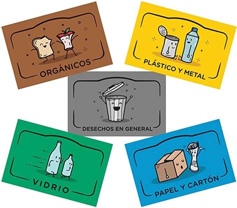 Rekay Pegatinas Para El Reciclaje 5 Etiquetas Adhesivas Para Reciclar