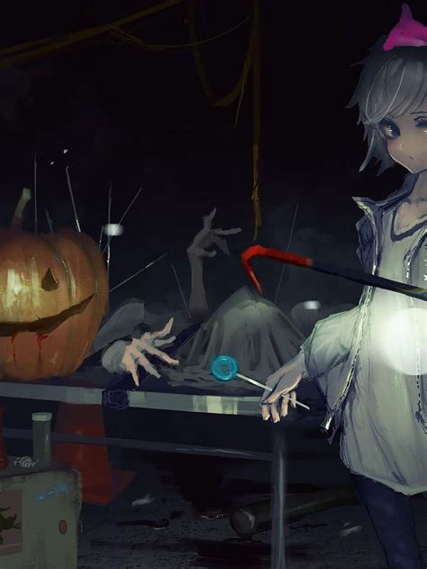 1536x2048 Anime Boy Halloween 2019 Pumpkin Scary Anime Scary Hd