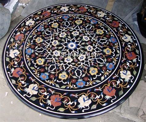 inlay marble table tops black  inlay table top