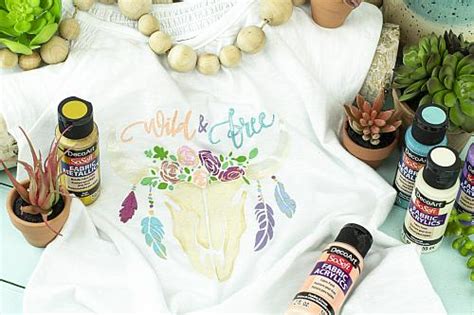 Wild And Free Painted T Shirt Project By Decoart Free Stencils