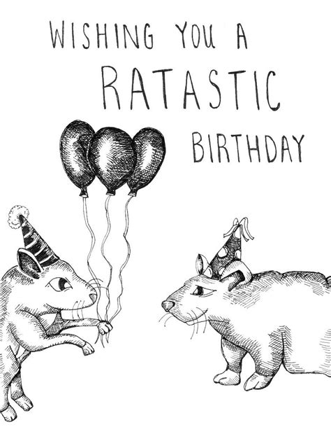 Rat Cartoon Birthday Card Etsy