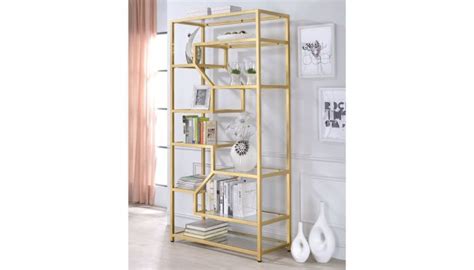 Giana Modern Glass Shelves Bookcase