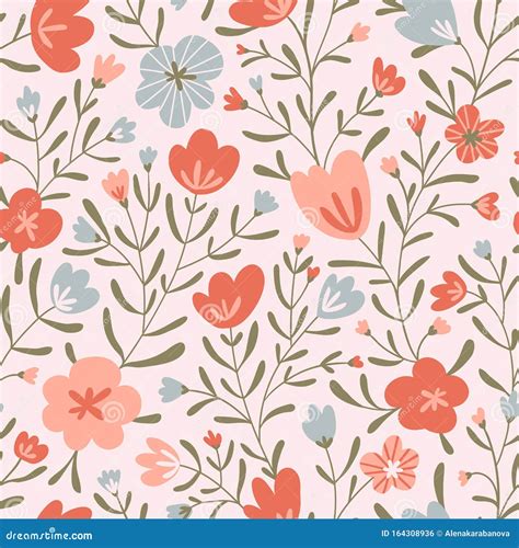 Trendy Seamless Floral Ditsy Pattern Fabric Design With Simple Flowers