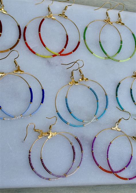 Colorblock Hoop Earrings Beaded Hoops In Beaded Necklace Diy