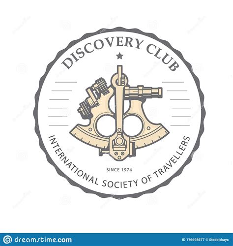 sextant emblem for discovery club astrolabe logo vintage nautical