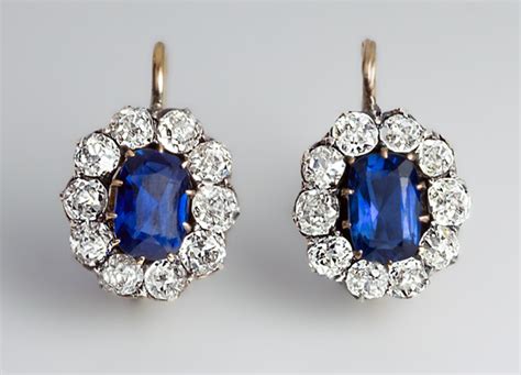 Antique Russian Sapphire And Diamond Earrings Antique Jewelry