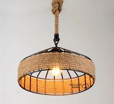 Buy Nordic Vintage Industrial Hemp Rope Pendant Lamp