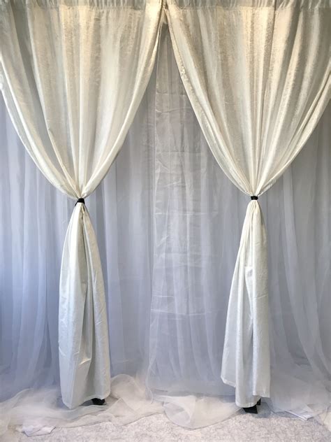 Crushed Ivory Satin With Organza Double Layer Backdrop All Occasions