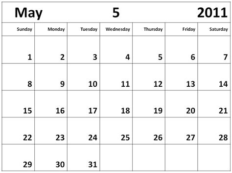 2011 Calendar Monthly